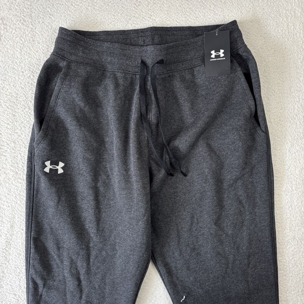 NEW UNDER ARMOUR Mens 'Hustle Fleece Joggers' Large Gray Sweatpants Knit Tapered - Picture 11 of 13